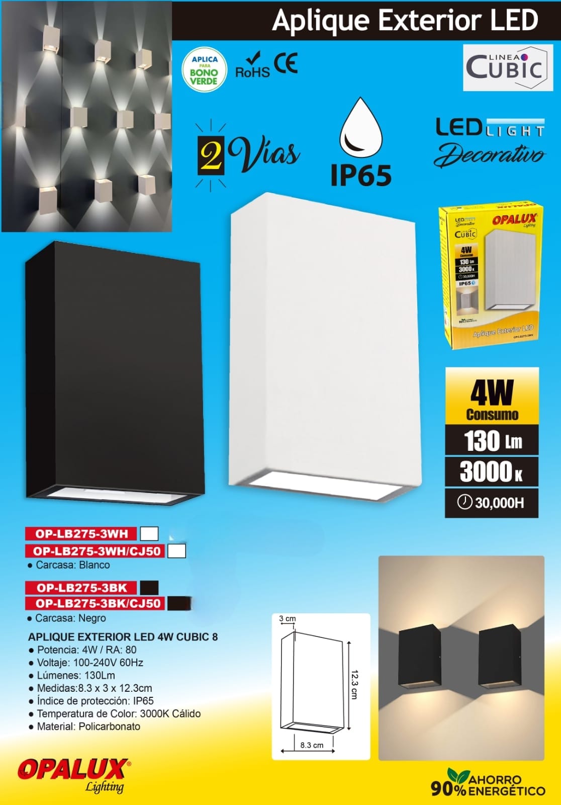 APLIQUE LED CUBIC 8 4W