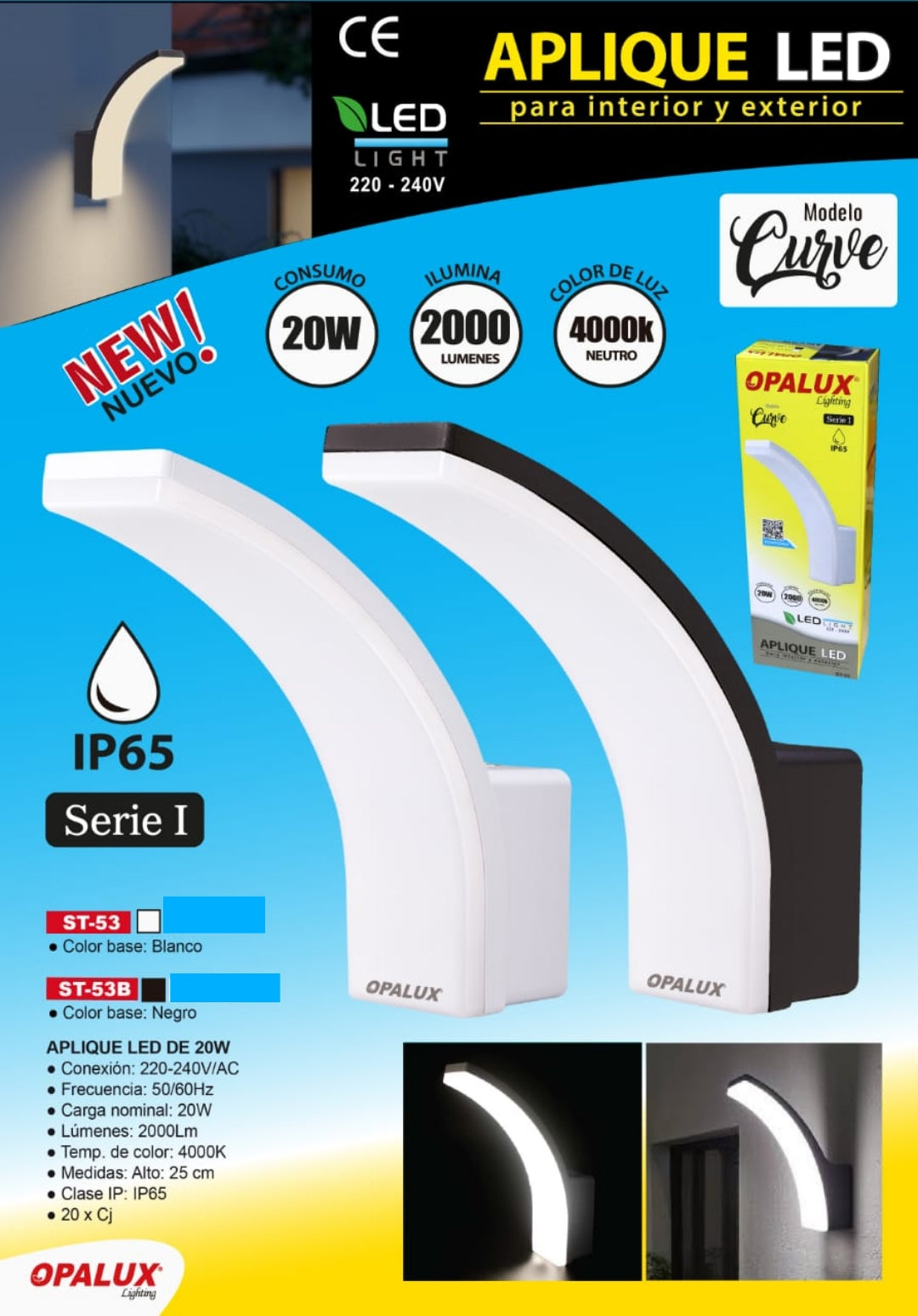 APLIQUE EXTERIOR CURVE 20W