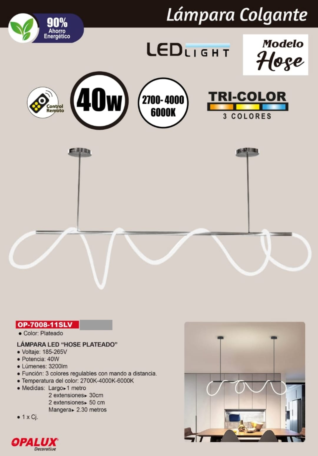 LAMPARA COLGANTE MODELO HOSE