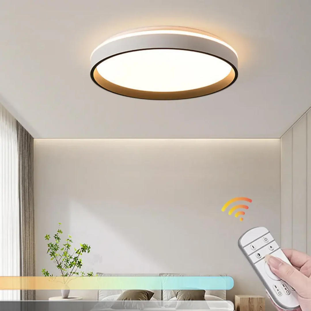 PLAFON LED LAOS BLANCO CON DORADO 48W TRICOLOR 40CM CON CONTROL REMOTO