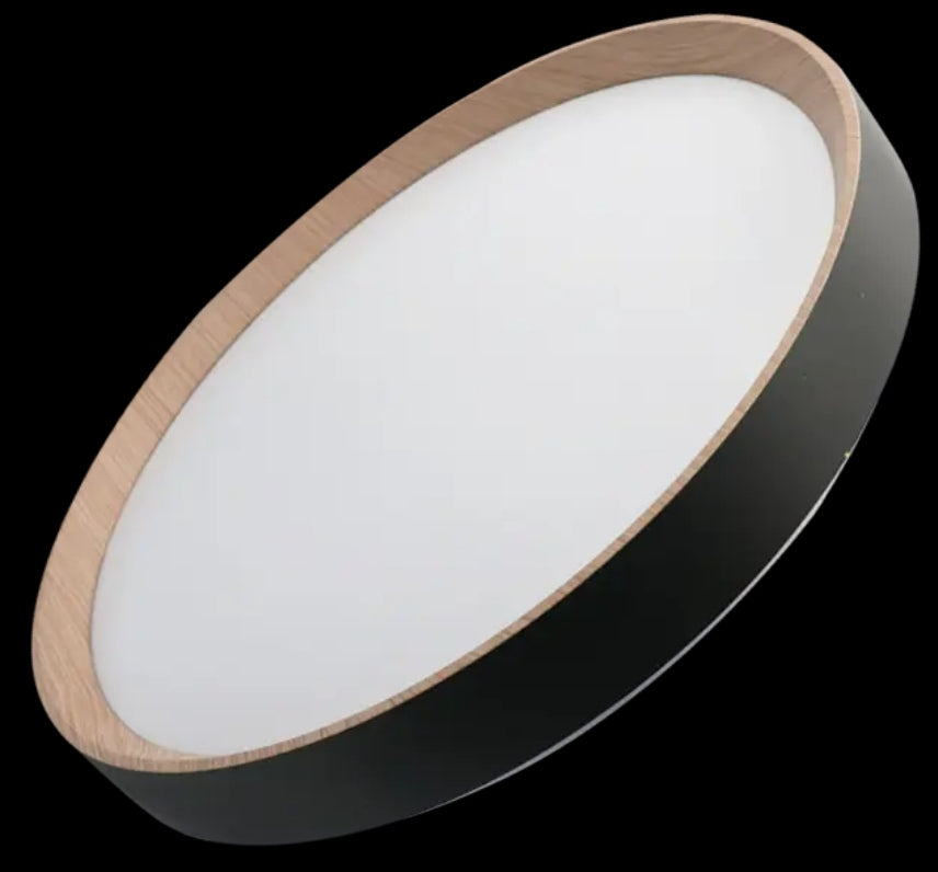 LAMPARA PLAFON PF25 LED TRICOLOR 48W NEGRO CON MADERA