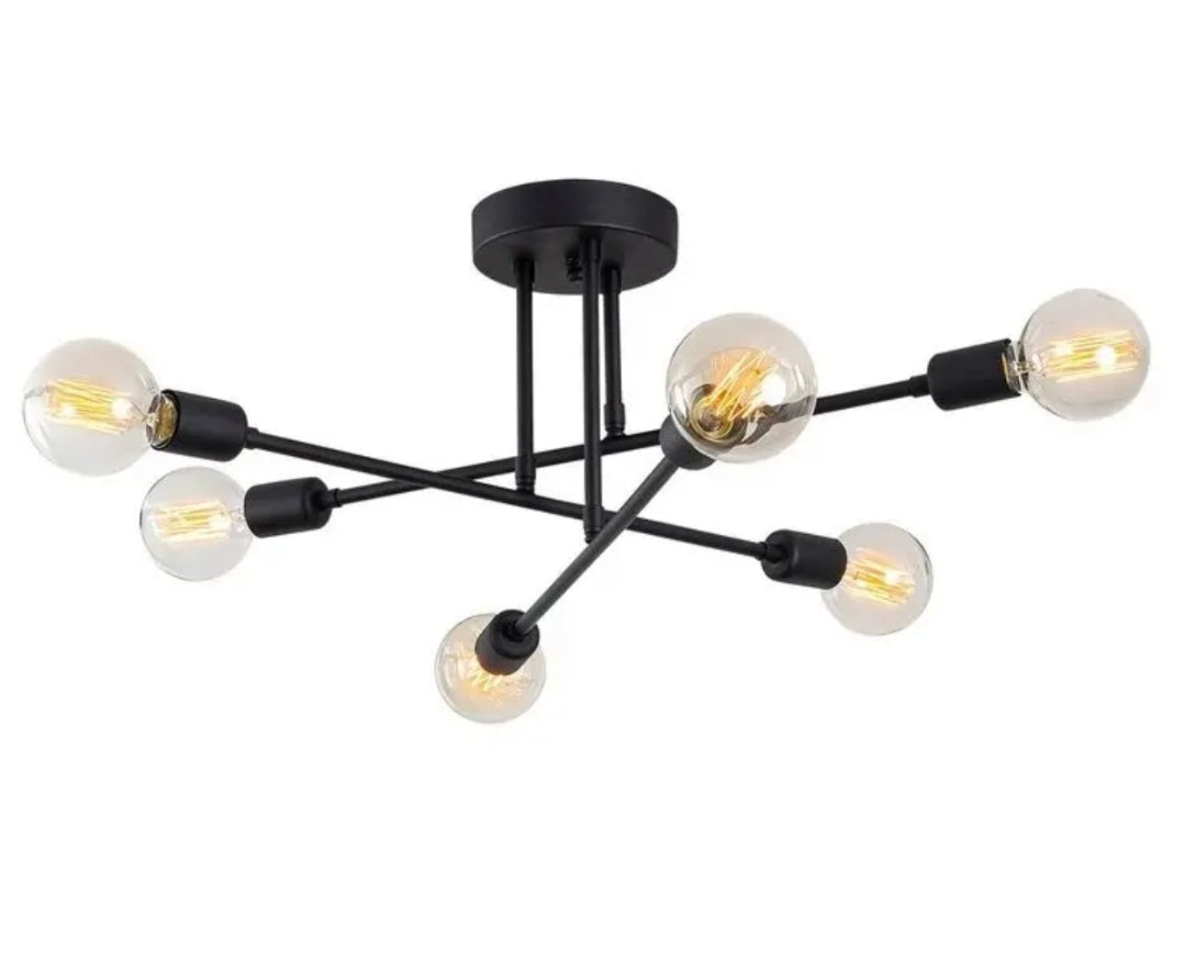 LÁMPARA DE TECHO A1-6LUCES NEGRO E27 FLORENCIA