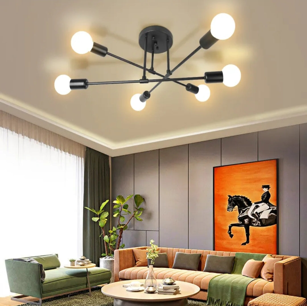 LÁMPARA DE TECHO A1-6LUCES NEGRO E27 FLORENCIA