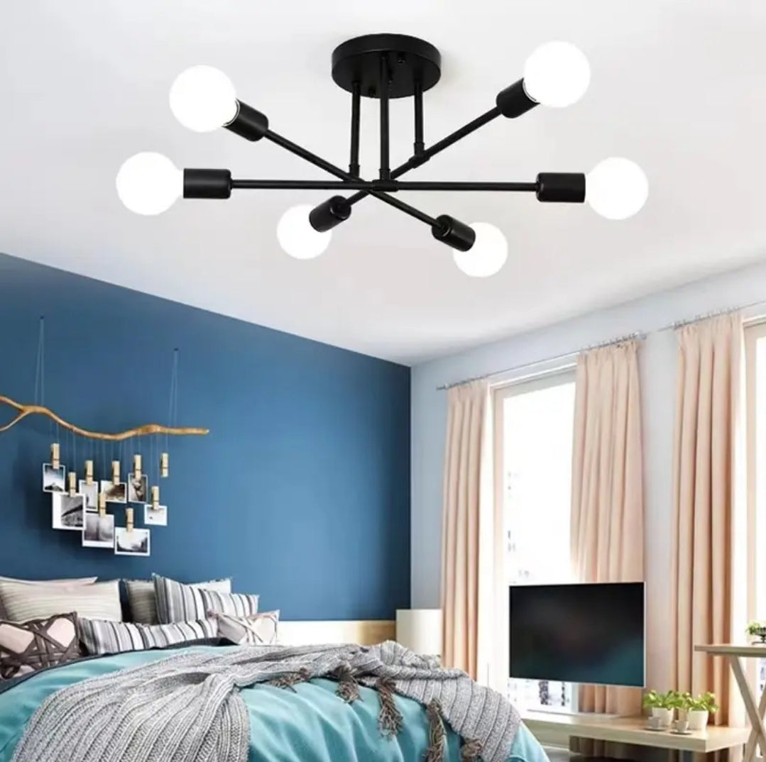 LÁMPARA DE TECHO A1-6LUCES NEGRO E27 FLORENCIA