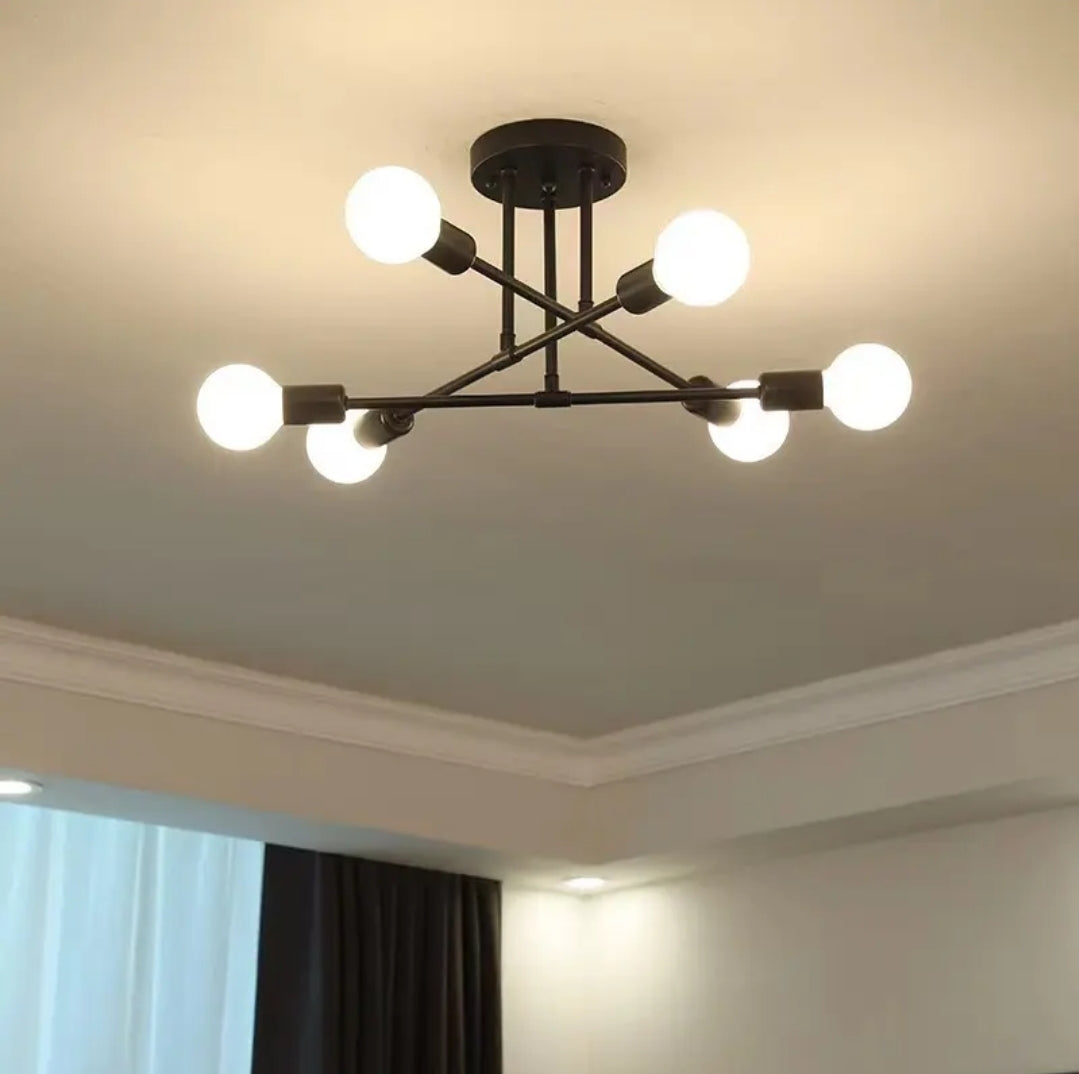 LÁMPARA DE TECHO A1-6LUCES NEGRO E27 FLORENCIA