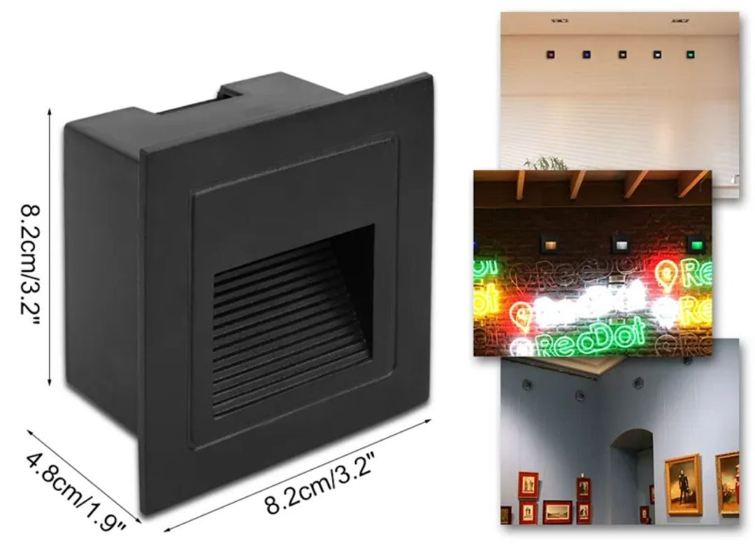 LUZ GUIA LED 3W NEGRA LUZ 3000K