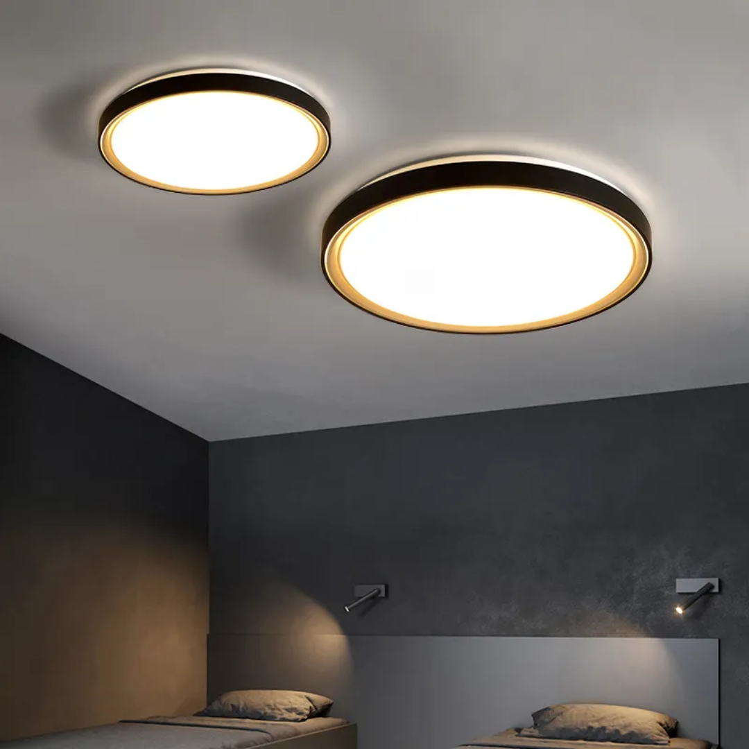 PLAFON LED LAOS 48W NEGRO CON DORADO 40CM CON CONTROL REMOTO
