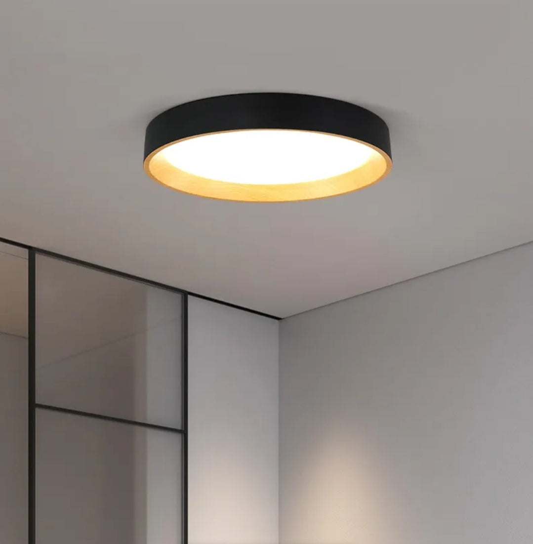 LAMPARA PLAFON PF25 LED TRICOLOR 48W NEGRO CON MADERA