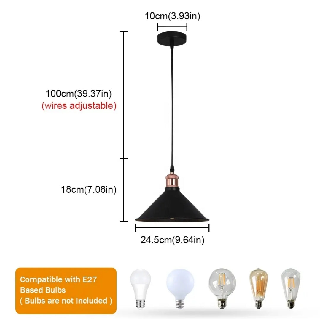 LAMPARA COLGANTE CONO NEGRO 1LUZ LETTI