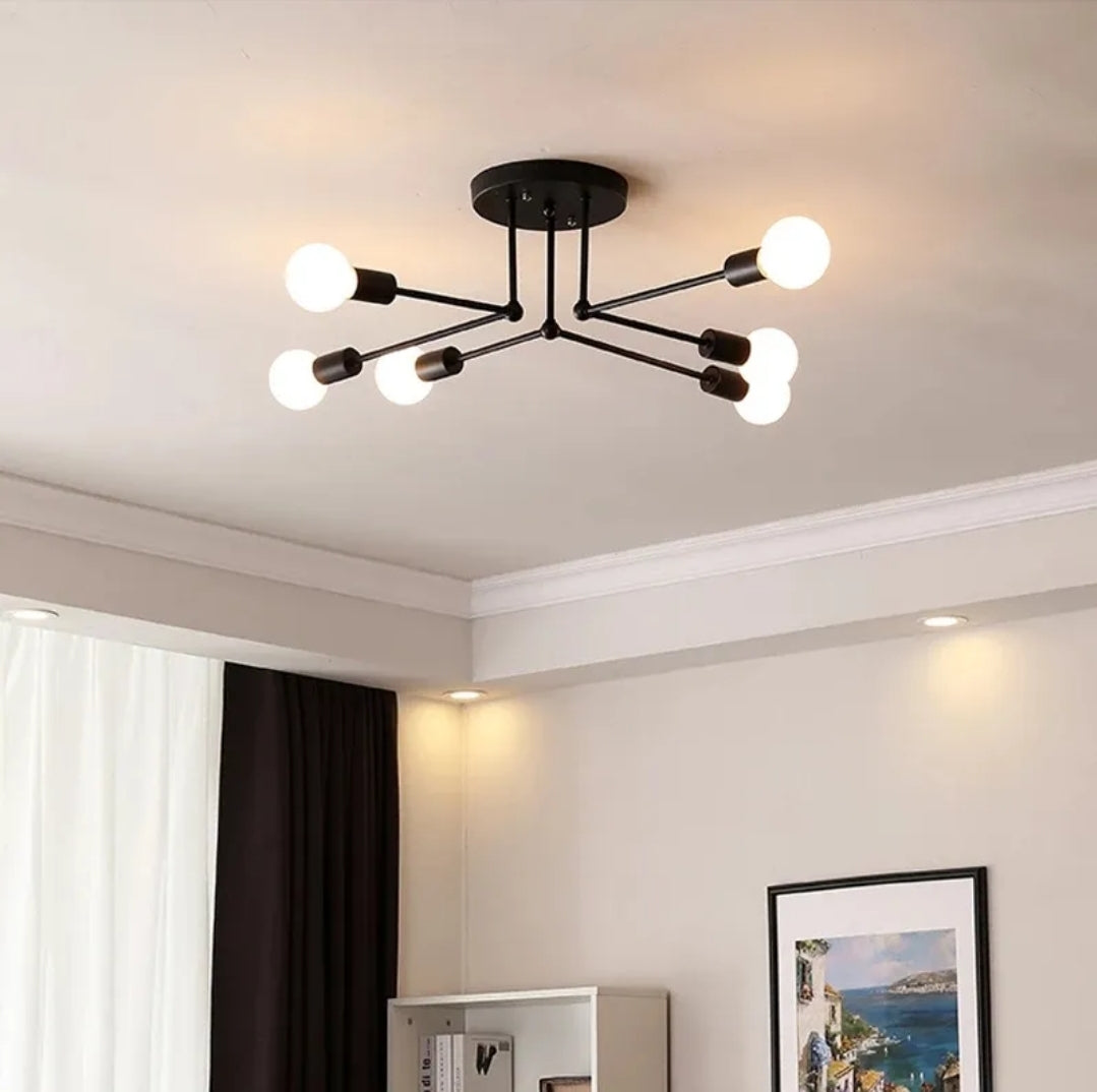 LÁMPARA DE TECHO A7-6LUCES NEGRO E27