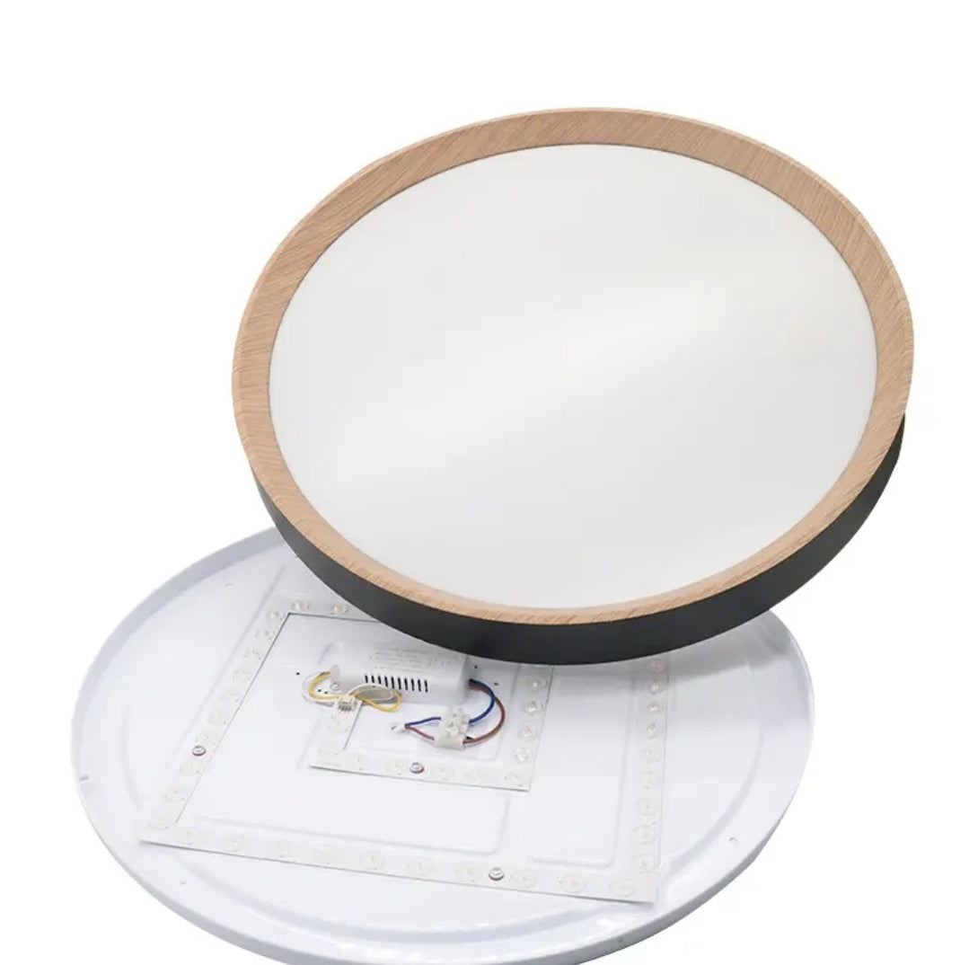 LAMPARA PLAFON PF25 LED TRICOLOR 48W NEGRO CON MADERA