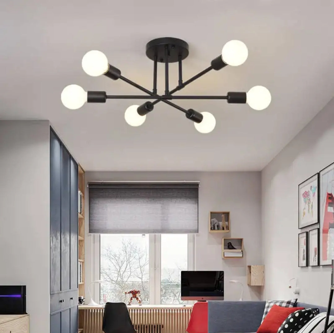 LÁMPARA DE TECHO A1-6LUCES NEGRO E27 FLORENCIA