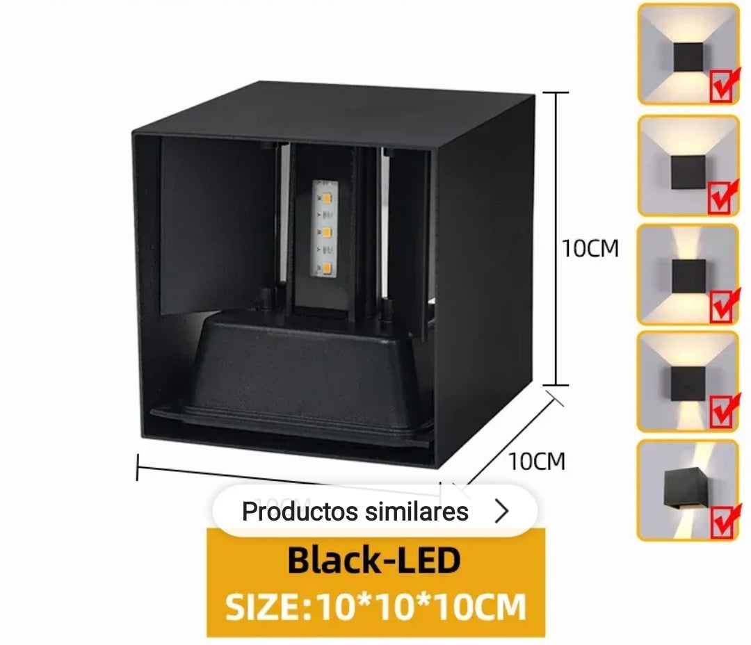 APLIQUE CUBO 910-NG 6W 30K 40K 60K TRICOLOR