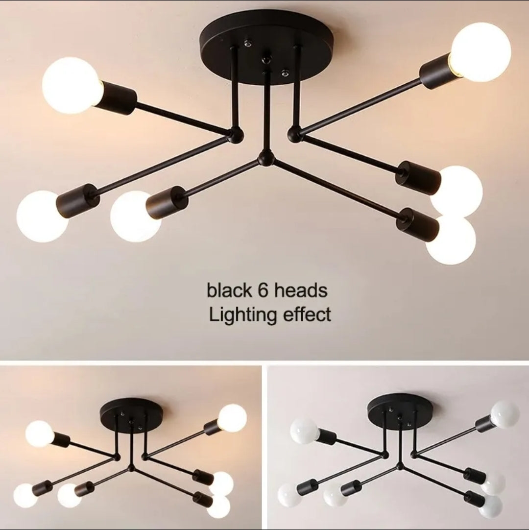 LÁMPARA DE TECHO A7-6LUCES NEGRO E27