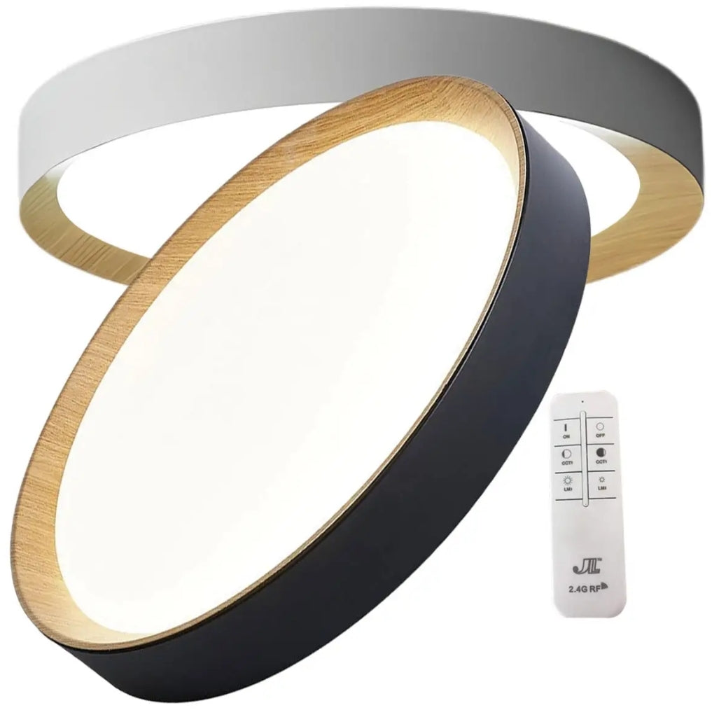 LAMPARA PLAFON PF25 LED TRICOLOR 48W NEGRO CON MADERA