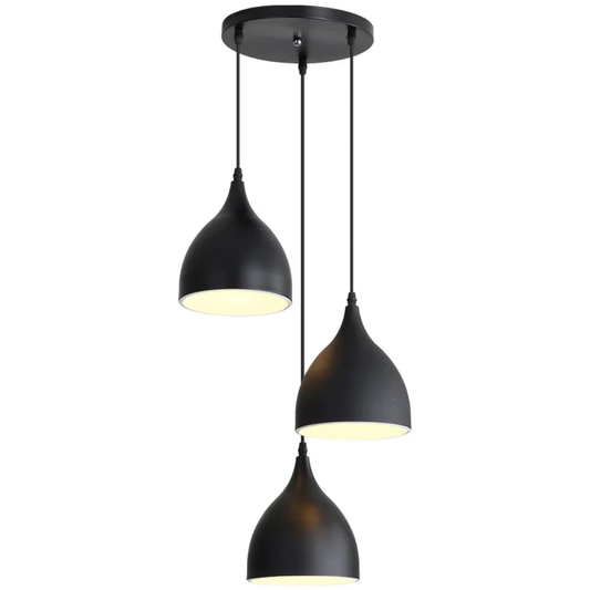 LAMPARA MERIDA 3L NEGRA BASE REDONDA Y RECTANGULAR