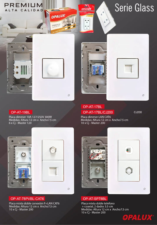 SERIE GLASS WH DIMMER-TV-INTERNET-TLF