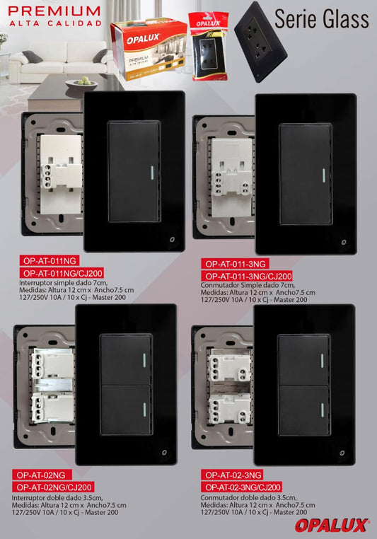 SERIE GLASS NEGRO INTERRUPTOR