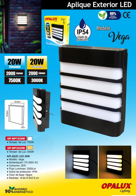 APLIQUE EXTERIOR VEGA 20W