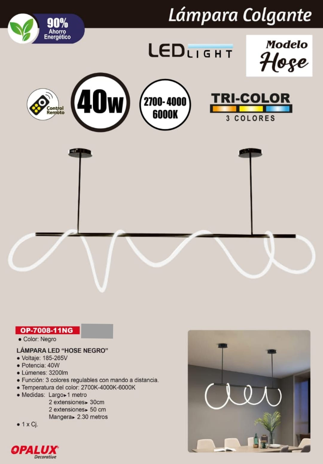 LAMPARA COLGANTE MODELO HOSE