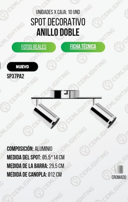 LAMPARA VEGONIA CROMADO 2 LUCES GU10