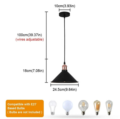LAMPARA COLGANTE CONO NEGRO 1LUZ LETTI
