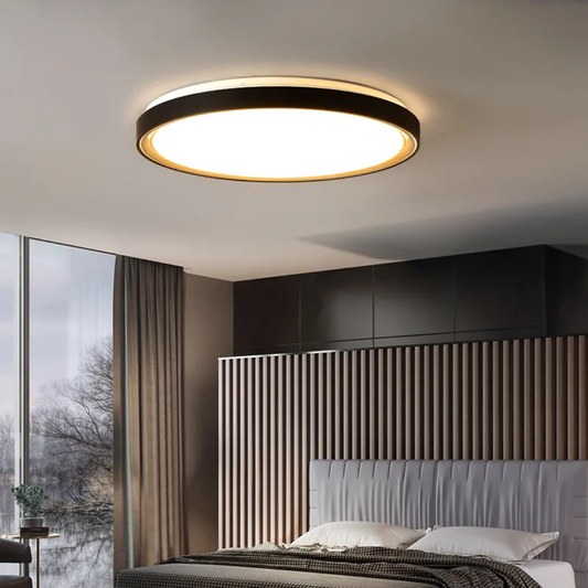 PLAFON LED LAOS 48W NEGRO CON DORADO 40CM CON CONTROL REMOTO