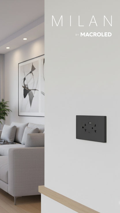 TOMACORRIENTES E INTERRUPTORES LINEA MILAN MACROLED