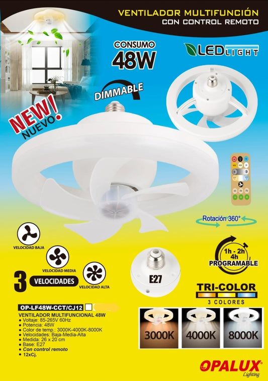LAMPARA VENTILADOR LF48W TRICOLOR