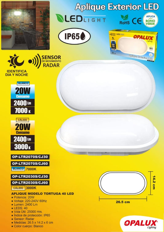 TORTUGA LED 20W CON SENSOR DE MOVIMIENTO